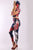 Leaf Print And Striped Side Contrast 2 Pieces Set Includes A Hooded Cropped Top With Short Sleeves And A High Waist Full Leggings