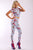 Floral Print And Striped Side Contrast 2 Pieces Set Includes A Hooded Cropped Top With Short Sleeves And A High Waist Full Leggings