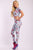 Floral Print And Striped Side Contrast 2 Pieces Set Includes A Hooded Cropped Top With Short Sleeves And A High Waist Full Leggings