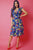 Floral Print, Sleeveless Wrapped Dress With V Neckline And Ruffled Trim