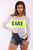 Solid Mesh Bodysuit With Long Sleeves, Contrast Trim And Front Baby Print