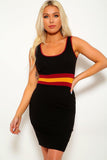 Solid, Color Block Contrast, Sleeveless, Round Neckline, Stripe Detail, And Stretchy. Followed By Fitted Wear