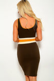 Solid, Color Block Contrast, Sleeveless, Round Neckline, Stripe Detail, And Stretchy. Followed By Fitted Wear