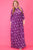 Striped Floral Print Maxi Dress In A Relaxed Fit And Flare Style With A Wrapped V-neck, Short Sleeves, Side Pockets And Waist Tie Belt