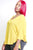 Solid, Loose Fit Top With 3/4 Bat Sleeves, Ruffle Trim, Wrap V Neckline, Tie Sides And Round Hemline