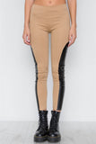 Faux Leather Sides Mid-rise Leggings