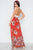 Red Multi Floral Print Side Slits High-waist Maxi Skirt