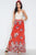 Red Multi Floral Print Side Slits High-waist Maxi Skirt