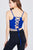 Scoop Neck W/back Cross Strap Detail Waist Self Tie Ribbed Cotton Spandex Crop Top