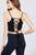 Scoop Neck W/back Cross Strap Detail Waist Self Tie Ribbed Cotton Spandex Crop Top
