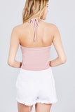 Halter Neck Cotton Spandex Rib Crop Top