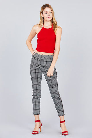 Halter Neck Cotton Spandex Rib Crop Top