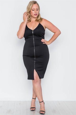 Plus Size Black Ribbed Cami Bodycon Mini Dress
