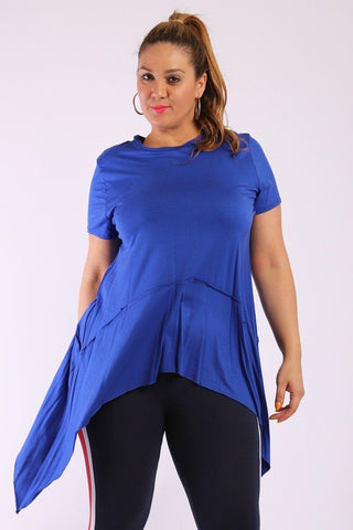 Solid Knit, Tunic Top In An Oversized Fit With A Round Neckline,short Sleeves, And Asymmetrical Hem