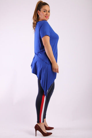 Solid Knit, Tunic Top In An Oversized Fit With A Round Neckline,short Sleeves, And Asymmetrical Hem