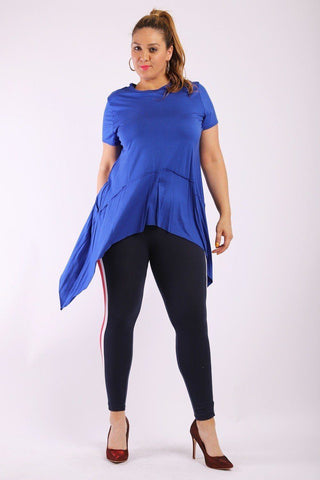 Solid Knit, Tunic Top In An Oversized Fit With A Round Neckline,short Sleeves, And Asymmetrical Hem