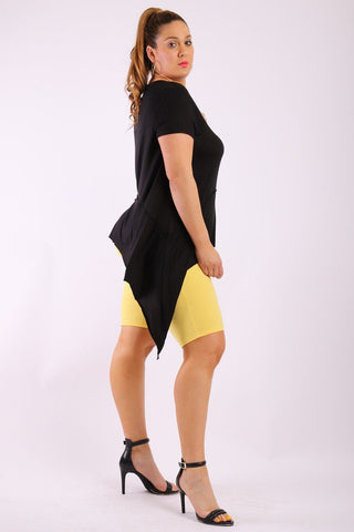 Solid Knit, Tunic Top In An Oversized Fit With A Round Neckline,short Sleeves, And Asymmetrical Hem