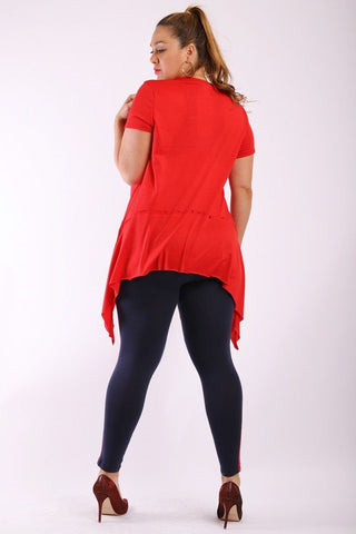 Solid Knit, Tunic Top In An Oversized Fit With A Round Neckline,short Sleeves, And Asymmetrical Hem