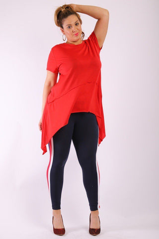 Solid Knit, Tunic Top In An Oversized Fit With A Round Neckline,short Sleeves, And Asymmetrical Hem