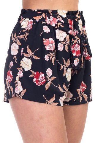 Floral Belted Mini Shorts