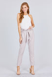 Paper Bag W/bow Tie Yarn Dye Stripe Long Pants