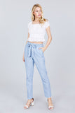 Paper Bag W/bow Tie Yarn Dye Stripe Long Pants