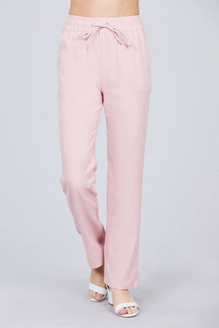 Waist Elastic W/drawstring Long Linen Pants
