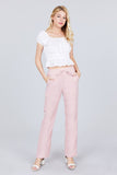 Waist Elastic W/drawstring Long Linen Pants