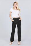 Waist Elastic W/drawstring Long Linen Pants