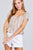 Short Sleeve Button Down Ruffle Hem Print Linen Woven Top