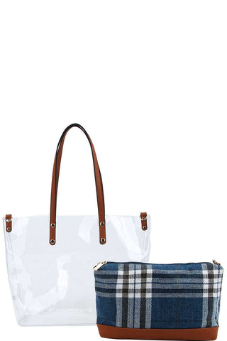 2in1 Hot Trendy Transparent Tote Bag With Long Strap