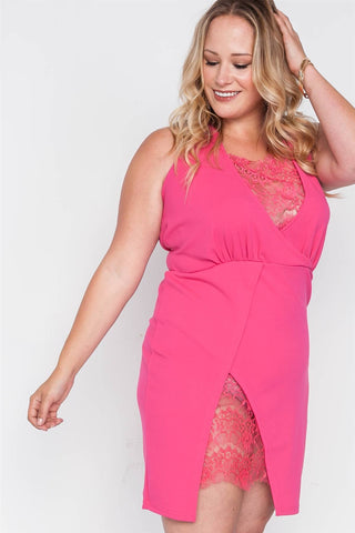 Plus Size Lace Detail Bodycon Mini Dress