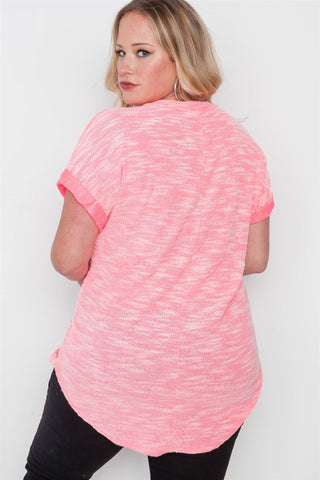 Plus Size Rock And Roll Graphic Cut-out Top