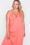 Plus Size Strap Detail Cami Solid Maxi Dress