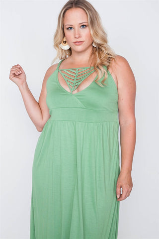Plus Size Strap Detail Cami Solid Maxi Dress