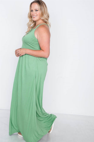 Plus Size Strap Detail Cami Solid Maxi Dress