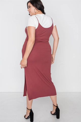 Plus Size Ribbed Two Piece Dress