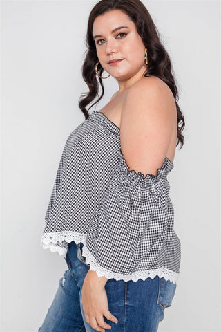 Plus Size Gingham Off-the-shoulder Top