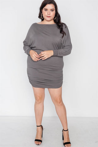 Plus Size Batwing Basic Mini Dress