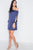 Navy Blue Satin Open Sleeve Satin Mini Dress