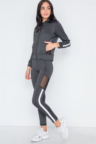 Charcoal Grey Active Two Piece Legging Jacket Set