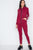 Burgundy White Active Two Piece Legging Jacket Set