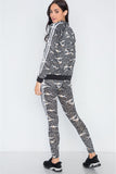 Grey Black Mesh Active Two Piece Legging Jacket Set