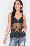 Black Sheer Embroidery Cami Top