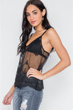 Black Sheer Embroidery Cami Top