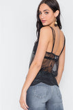 Black Sheer Embroidery Cami Top