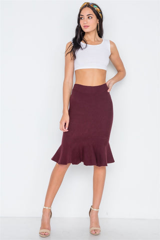 Ribbed Knit Midi Skirt