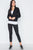 Black Knit Deep V-neck Surplice Long Sleeve Sweater