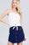 Round Neck W/button Down Front Tie Cami Top