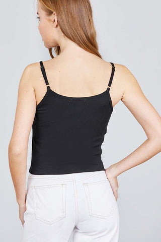 Round Neck W/button Down Front Tie Cami Top